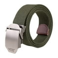 thumbnail image 2 of IQOGKRN Unisex Canvas Web Belt Automatic Metal Buckle Cut-To-Fit Adjustable Breathable Woven Strap Belt Dark Green 110cm, 2 of 2