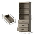 thumbnail image 4 of Homfa 71" Tall Bookcases with 3 Large Drawers, 3 Tier Wooden Storage Bookshelf for Living Room Home Office, Ash Grey, 4 of 7