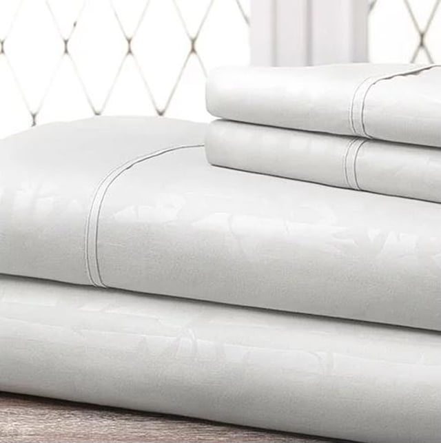 4Piece Bamboo Embossed Bed Sheet Set Hotel Quality