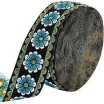 10 Yards Jacquard Trim Ribbon 1.3 Inch Flower Fabric Trim Fringe Polyester Woven Fabric Trim for DIY Sewing Crafting Embellishments Clothing Home Decor Gift Wrapping Blue Polyester