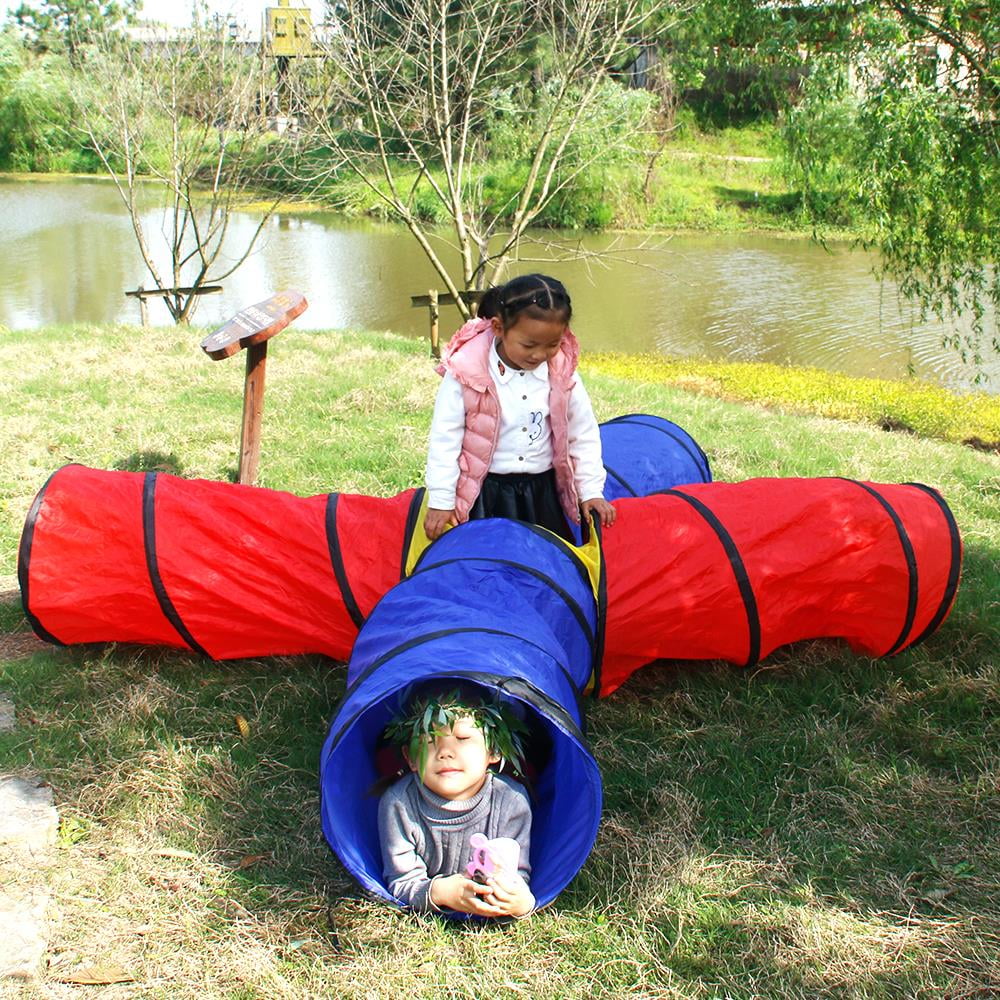 Play Tunnel Kids Tent Children Pop-up Toy Tube Indoor Outdoor Games Pink 
