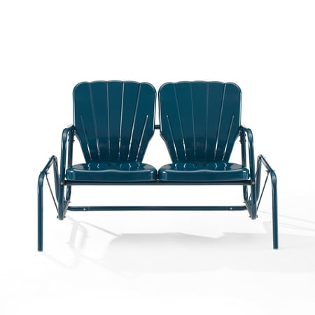 Crosley Furniture Ridgeland Outdoor Metal Loveseat Glider Navy Gloss