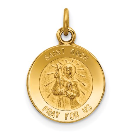 14k Yellow Gold Saint Roch Medal Charm Pendant Fine Jewelry For Women Gifts For Her