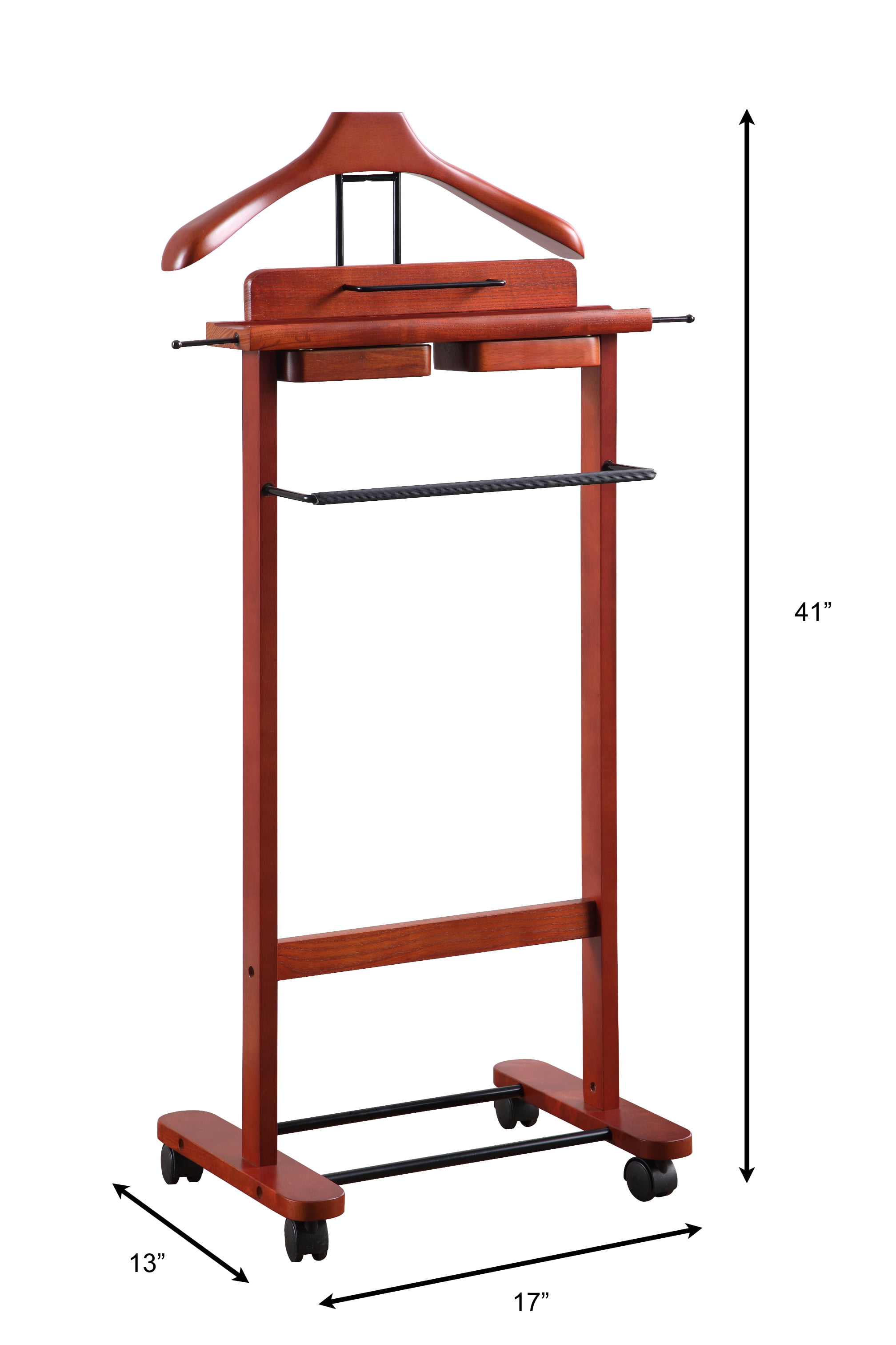 VARO,S.A. VALENTI ウォールハンガー VL16204 Deluxe Wooden Wardrobe Valet in Dark Cherry with Durable
