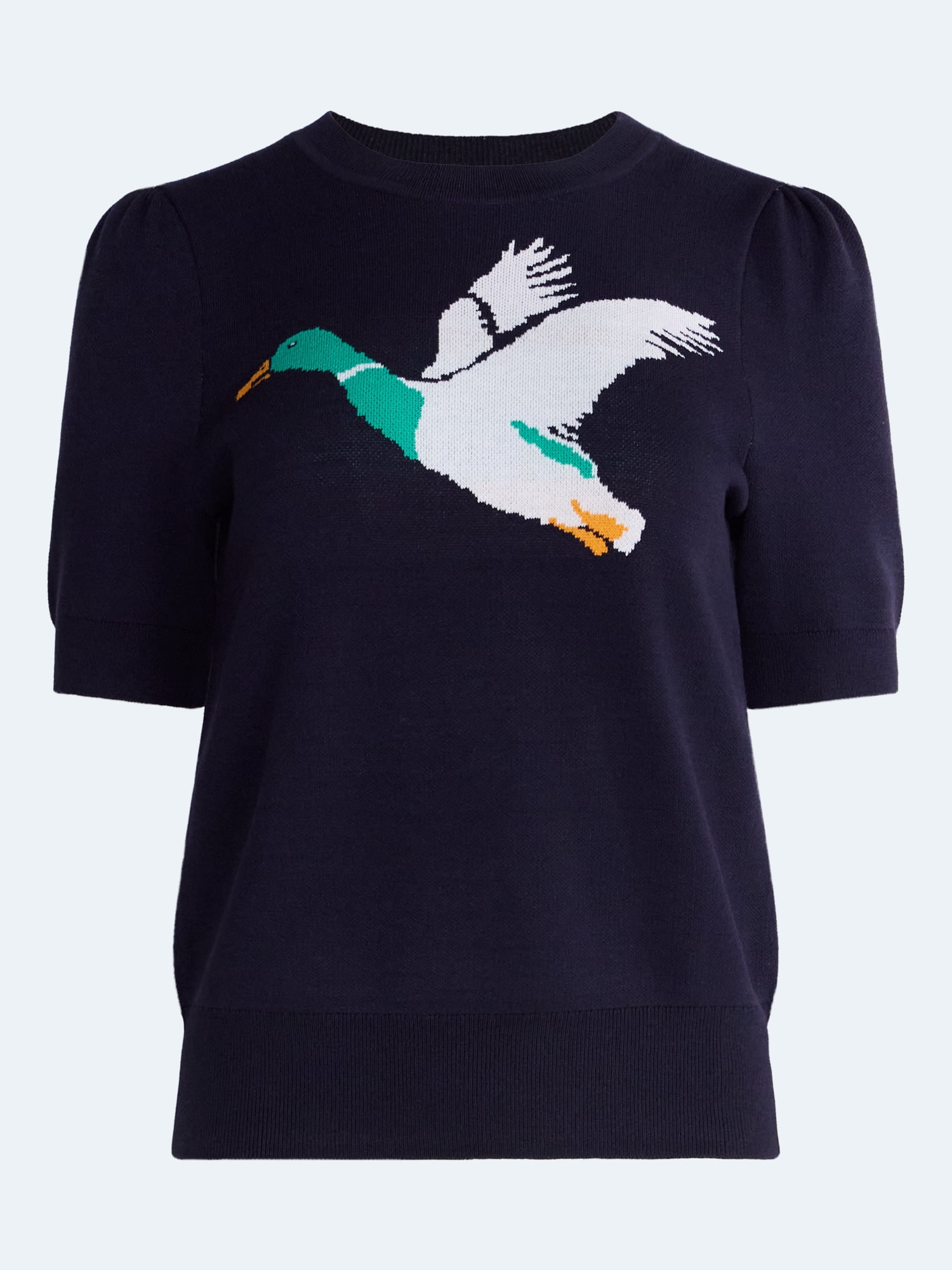 Free Assembly Women's and Women's Plus Crewneck Sweater with Short Puff Sleeves, Sizes XS-4X