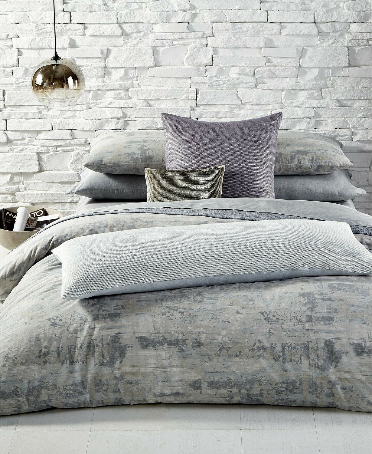 Calvin Klein Caspian 100% Combed Cotton Percale Abstract Comforter KING  Neutral 