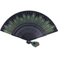 thumbnail image 2 of Abanico plegable chino Apuakthei, abanico plegable con diseño de pavo real, abanico de bambú, abanico de bambú, 2 of 6