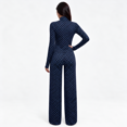 thumbnail image 6 of Girony Women's Polka Dot Workout Outfit Set, Zip Up Stand Collar Jacket & High Waist Flared Pants 2 Piece Yoga Tracksuit, 6 of 8
