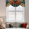 thumbnail image 3 of Tie Up Valances for Windows, Vintage Floral Adjustable Valance Curtains Window Treatment for Living Room, Boho Red White Floral Leaves Country Vintage Rod Pocket Kitchen Curtains & Drapes 42x18 Inch, 3 of 9