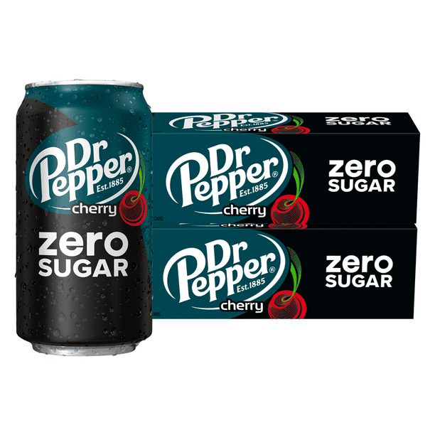 Dr. Pepper Cherry Zero Sugar Soda, 12 oz (24 Cans)