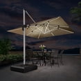 thumbnail image 4 of PURPLE LEAF 11FT Square Double Top Deluxe Solar Powered LED Patio Umbrella Outdoor Cantilever Umbrella, Beige, 4 of 16