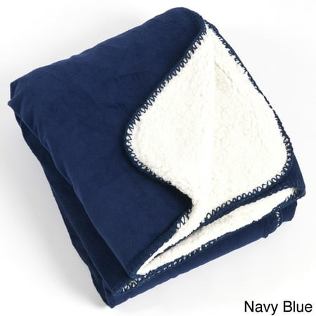 UPC 789323277671 product image for Saro Lifestyle Classic Design Sherpa Throw Blanket Navy Blue | upcitemdb.com