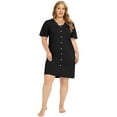 thumbnail image 3 of WBQ Women's Plus Size Nightgown Flutter Sleeves Sleep Shirt Lace V Neck Night Shirt Soft Sleep Dress, 3 of 6