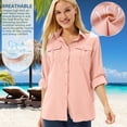 thumbnail image 4 of POENTAB Women's Button Down Safari Shirts UPF 30+ Long Sleeve UV Shirt Sun Protection Outdoor Quick Dry Fishing Hiking Travel Gardening Tops, 4 of 8