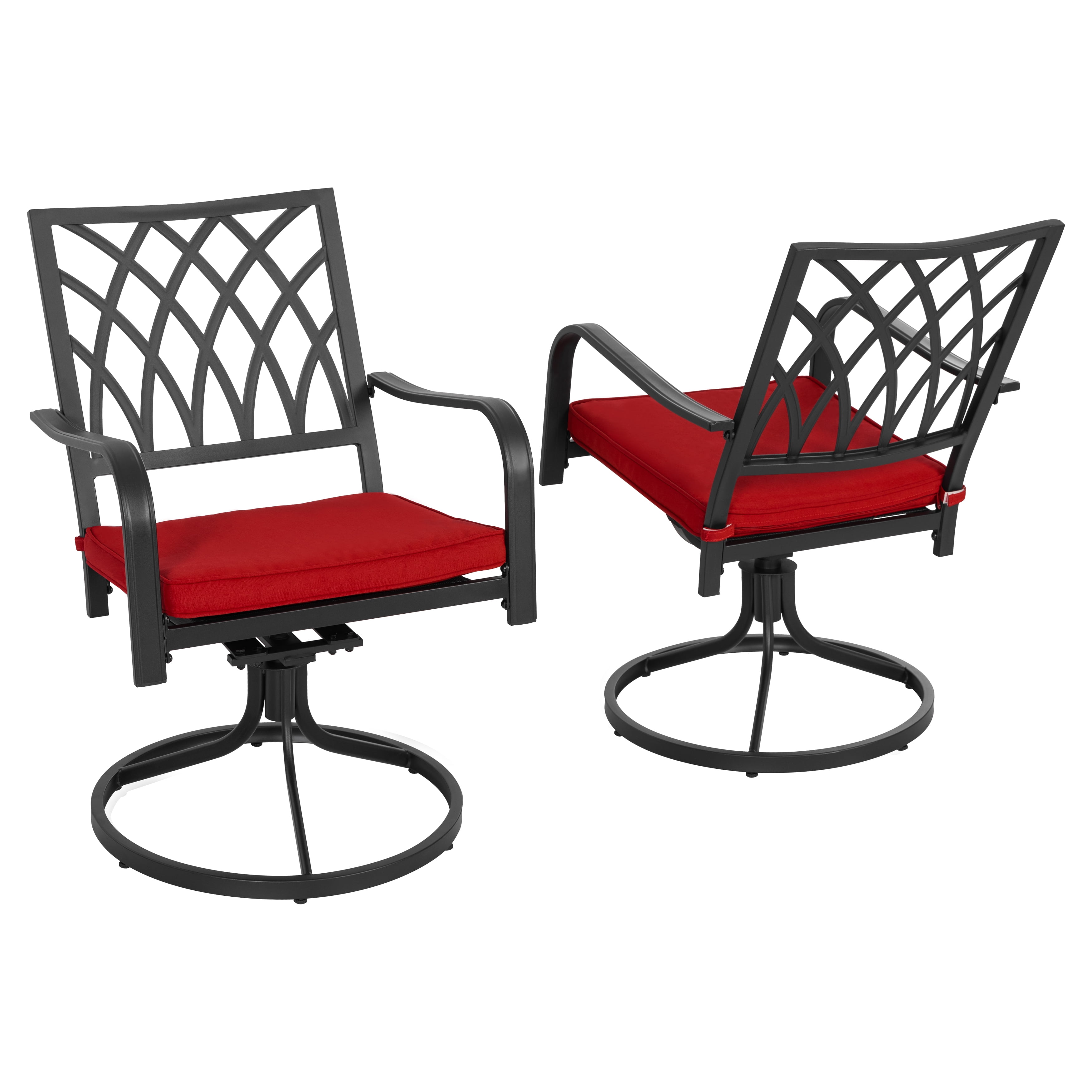 Nuu Garden Patio Swivel Chair Set of 2, Heavy Duty Outdoor Dining Chairs with Cushions, Metal Patio Chairs 360-Degree Swivel for Garden Lawn Porch Backyard, Black