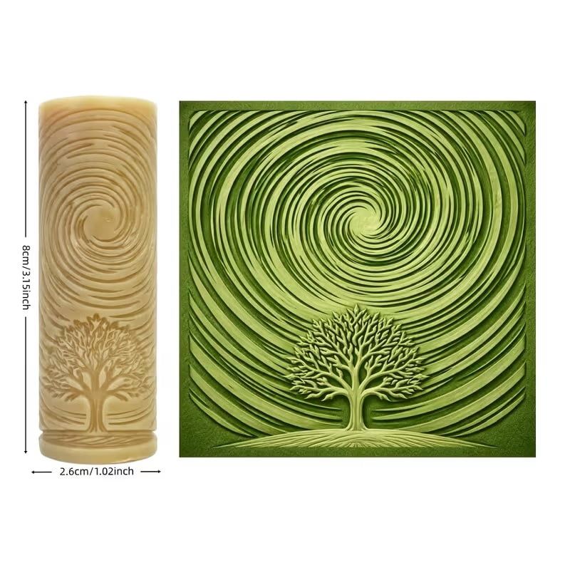 Star Track Tree Texture Roller | Handmade plastic clay mold tool with 3D branch and bark texture, suitable for polymer clay, ceramics, and resin crafts