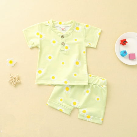 

Hunpta Baby Girl Clothes OutfitsCottonPrinted Short Sleeve TopCasual2PC Set