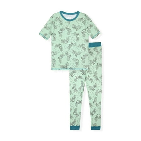 Sleep On It Boys 2-Piece Super Soft Jersey Snug-Fit Pajama Set - Motorcycle , 12