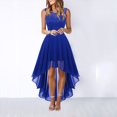 thumbnail image 1 of Vestido De Noche Vestido de gasa Fiesta irregular Vestido de fiesta Vestido de noche con costuras de encaje (Azul XL) Cgtredaw Para estrenar, 1 of 1