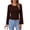 Brown #16, variant on Women's Scalloped Neck Flared Long Sleeve Ribbed Knit Fitted Top, Stretchy Slim Basic Layering Sweater M