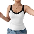 thumbnail image 5 of HuangHuanChen Womens Racerback Tank Tops V Neck Slim Fit Basic Tee Camisole Top for Women Workout Tops Sleeveless Tops Going Out Top White M, 5 of 6