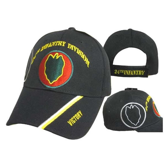 US Army 24th Infantry Division Victory Embroidered Shadow Black Cap CAP578 Hat