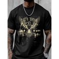 thumbnail image 6 of Men's T-Shirt ROCK ROLL STORNG Gold Bald Eagle Short Sleeve Casual Tee Classic Crew Neck T-Shirt for Men, Black 4XL, 6 of 6