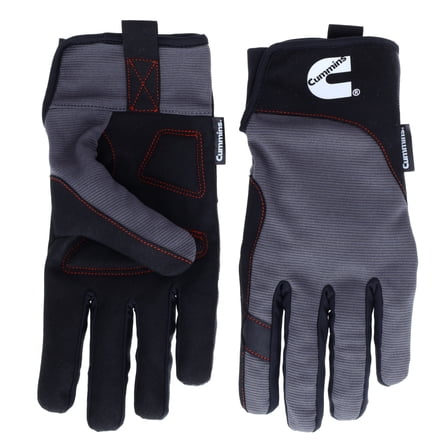 Cummins Mechanic Glove CMN35116 - Gray and Black Synthetic Leather Anti-Vibration Anti-Abrasion Work Gloves for Men All Season - XL
