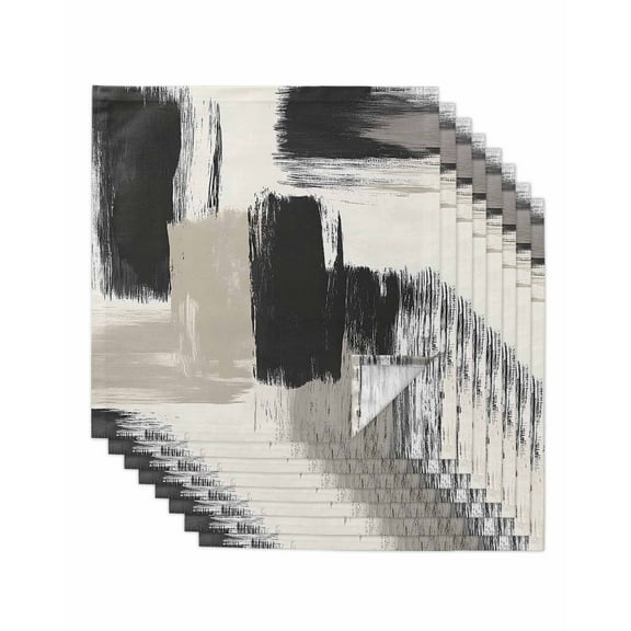 nqOlkjepod Black White Cloth Napkins Set of 8 Reusable Dinner Napkins, Modern Oil Painting Abstract Artwork Cocktail Napkin Washable Table Napkins for Wedding/Holiday Party/Baby Shower 20"x20"