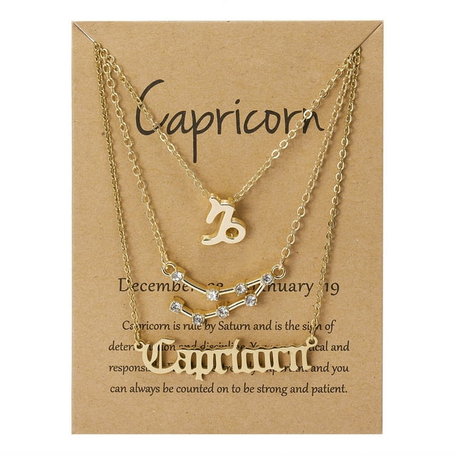 Twelve Constellations Gold Clavicle Necklace Set with Paper Card for Women Friendship Pendant