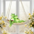 thumbnail image 6 of Hanging Swing Frog Statues, Ongmies Outdoor Statues Swinging Decorative Gardens | Artificial Resin Weather Decorative Figures Terraces Gardens Weddings, Reading Book Frog Statue Figurine, 6 of 8