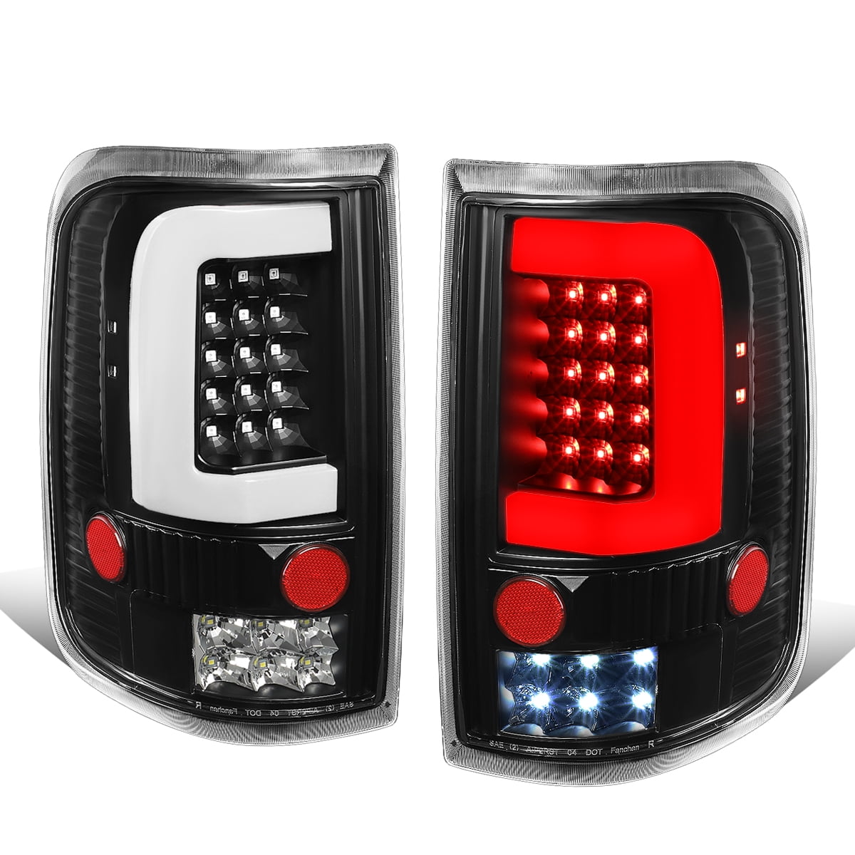 For 2004 To 2008 Ford F150 Lobo 2pcs Black Housing Clear Lens 3d Led Bar Tail Light Brake Reverse Lamps Walmart Com Walmart Com