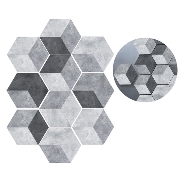 FONDOTIN 10Pack Stick On Floor Tiles Hexagonal PVC for Children's Bedrooms