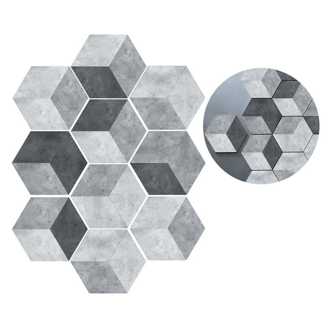 IFANLANDOR 10Pack Tile Stickers for Bathroom Grey PVC for Floors