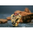 thumbnail image 4 of Roarsilver Gilded Skull Ring with Red Zircon Stone - Unique 925 Silver Craftsmanship | 7.5, 4 of 5