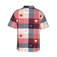 thumbnail image 3 of Fotbe Heart Plaid Hawaiian Shirt for Men Unisex Summer Beach Casual Short Sleeve Cotton Linen Button Down Shirts-Medium, 3 of 9