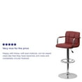 thumbnail image 5 of Emma + Oliver Burgundy Quilted Vinyl Adjustable Height Barstool with Arms, 5 of 13