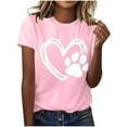 thumbnail image 5 of Pisexur Hauts pour Femmes T-Shirt Graphique de la Saint-Valentin - Col Rond Manches Courtes Imprimé Rose,P, 5 of 5