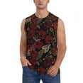 thumbnail image 2 of Lsque Fishbone Rose Print Men's Cotton Blend Sleeveless Muscle Shirts (S-3XL)- Moisture Wicking, Odor Protection, UPF 30+,, 2 of 8