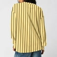 thumbnail image 5 of Womens Shirts Plus Size Striped Shirts Round-Neck Long Sleeve Loose Fitting Pocket Blouses Yellow M, 5 of 6