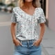 thumbnail image 2 of Top de Verano Mujeres Cuello en V Casual Top de Manga Corta, Ligera Primavera Y Blusa de Verano para las Mujeres, 2 of 5