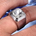 thumbnail image 3 of Men's Stainless Steel Gold/Silver/Black Plated Ring with Square Gemstone Multicolor Stone, 3 of 11