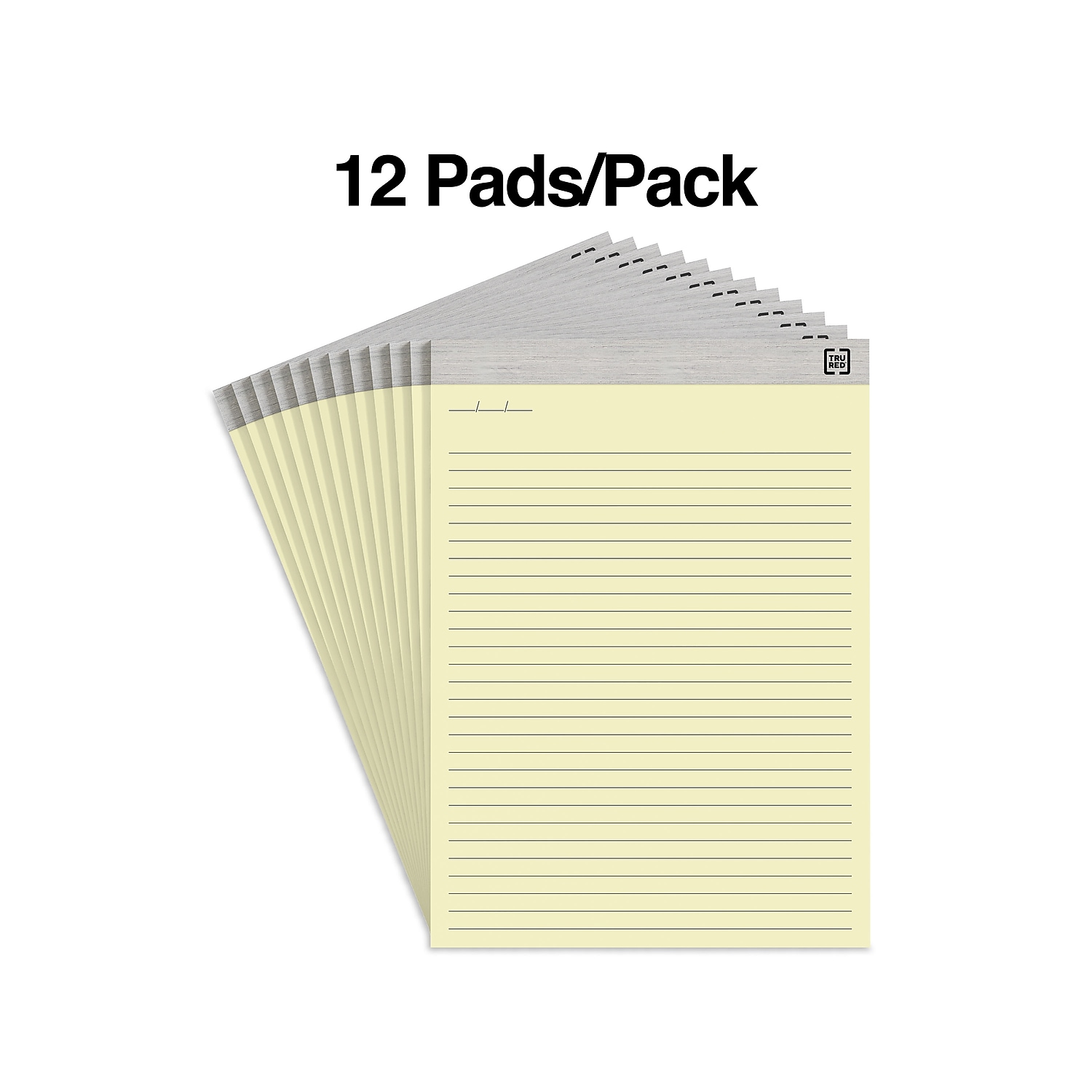 Staples TRU RED Notepads8.5" x 11.75"Wide RuledCanary50 Sheets/Pad TR57381