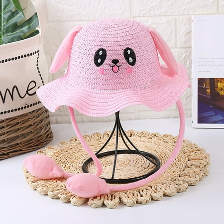 

Baby Accessories Baby Hats Summer Air Bag Sun With Moving Ears Children Rabbit Straw Caps Hat