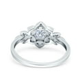 thumbnail image 3 of Simulated Cubic Zirconia Size-5 Halo Art Deco Cluster Floral Wedding Engagement Ring 925 Sterling Silver, 3 of 7