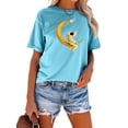 thumbnail image 2 of Anbech Astronaut Printed T-Shirt for Women Cute Moon Space Graphic Junior Girls Short Sleeve Tee Tops with Crew Neck, 2 of 5