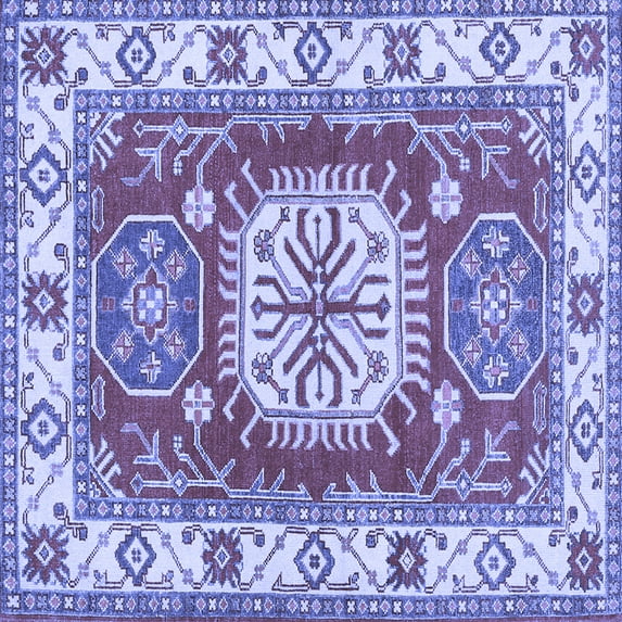 Ahgly Company Indoor Square Geometric Blue Traditional Area Rugs, 3' Square