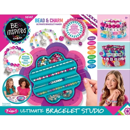 Cra-Z-Art Be Inspired Ultimate Bracelet Studio, 41 Piece Unisex Kit for Ages 8 and up