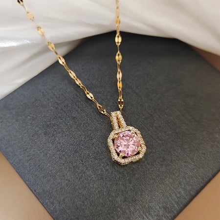 Bestselling Titanium Steel Delicate Necklace for Women - Copper Micro-Pave, Real Gold Plating, Elegant INS Style Clavicle Chain