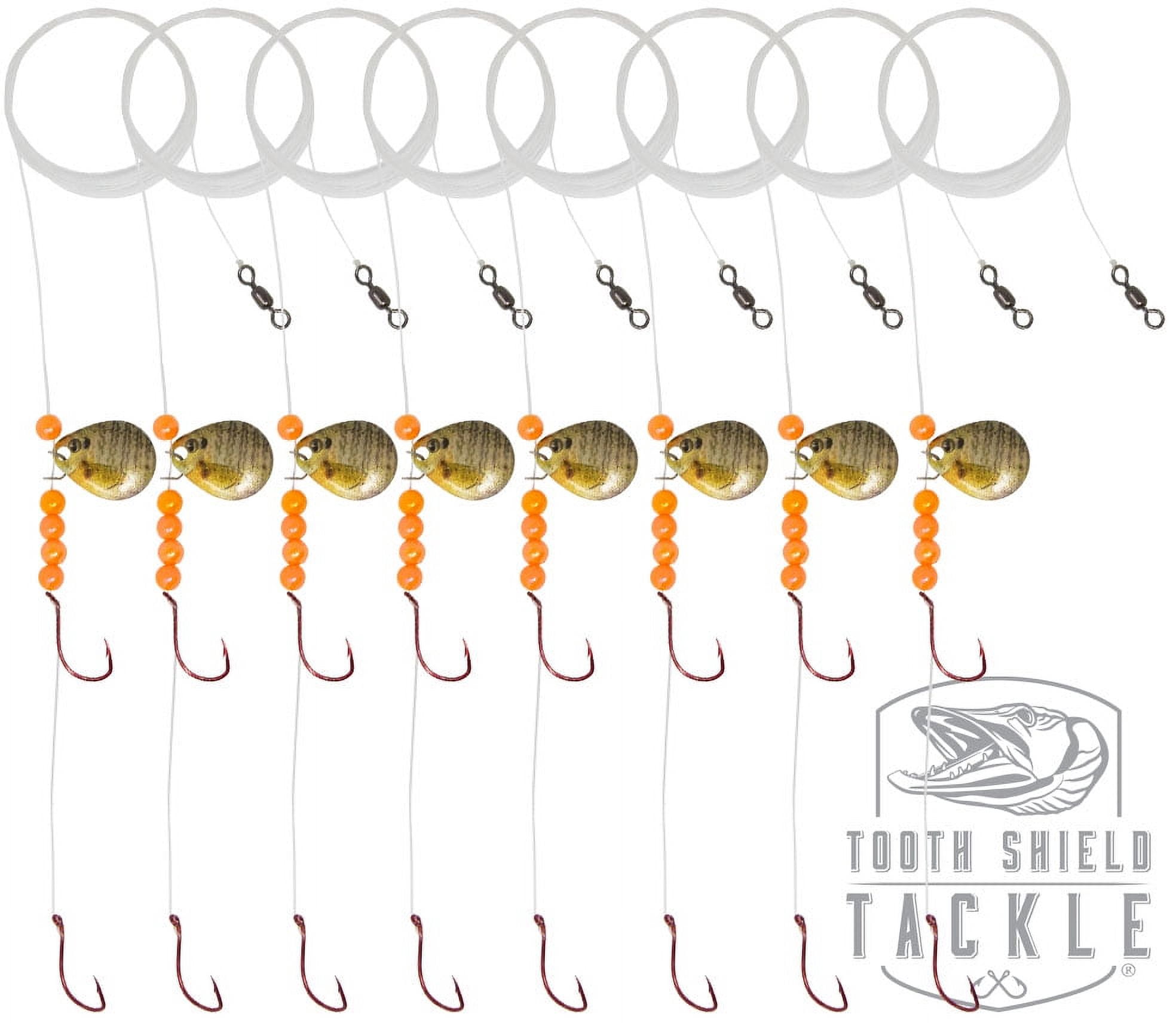 Tooth Shield Tackle 8 Pack Walleye Crawler Harness Spinner Rig #2 Live Series Colorado Blade (Sunfish)